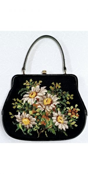 Vintage Henkeltasche mit Gobelinstickerei